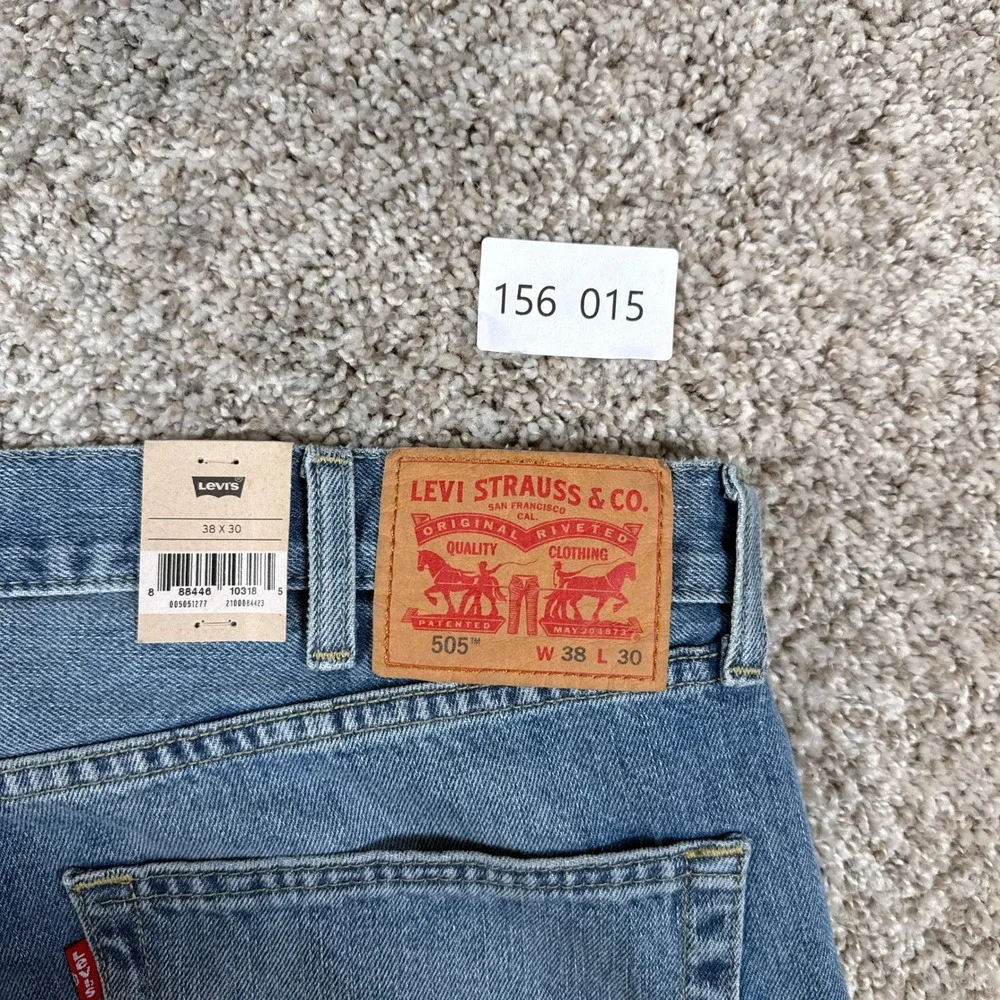 Levis‎ 505 Regular Fit Jeans Mens 38x30 Blue Medium Wash Straight Leg Denim